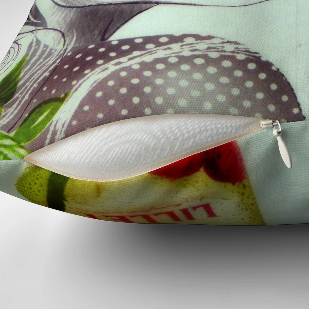 Jeanette Lillet Inspired Pillow with Lillet Aperitif and Cocktail Imagery