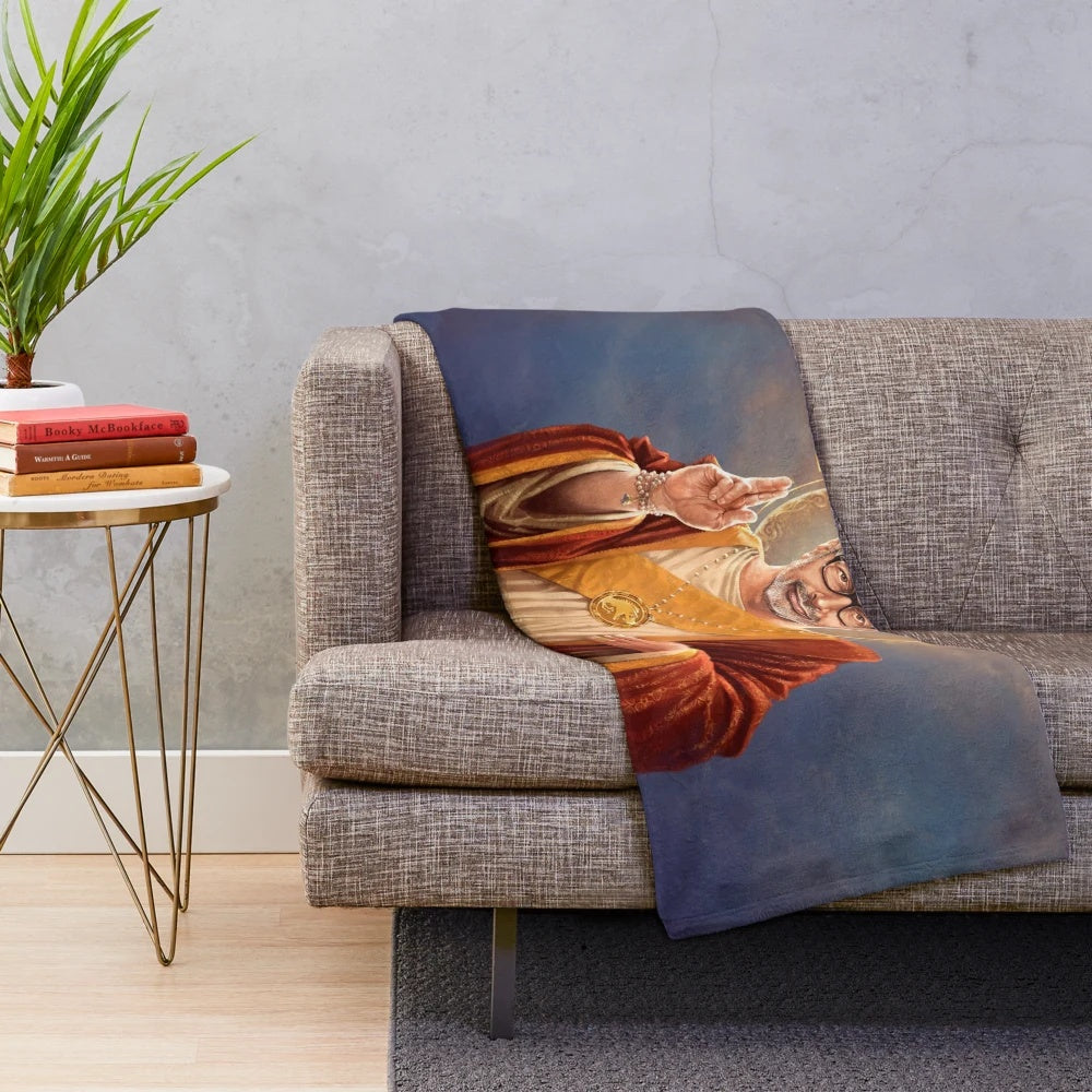 Jeff Goldblum inspired plush blanket with pop art religious imagery