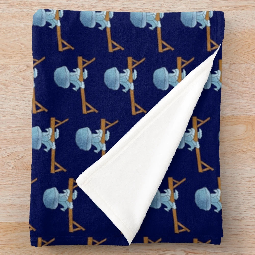 Jellyfish Gymnast Plush Blanket featuring a playful jellyfish in a gymnastic pose on a balance beam