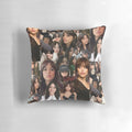 Jenna Ortega photo collage printed on a soft, high-quality pillow