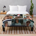 Jeremiah Fisher inspired plush blanket with collage design