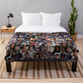 Jerma Collage Plush Blanket featuring a compilation of images and memes from the Twitch streamer Jerma985