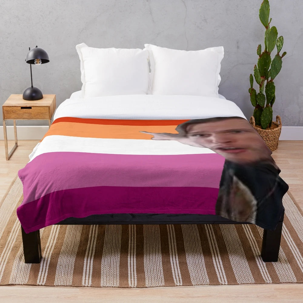 Jerma985-inspired plush blanket with lesbian pride flag design