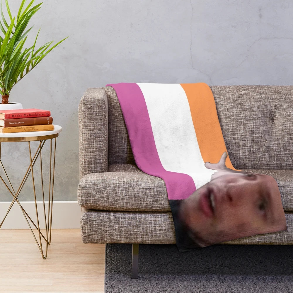 Jerma985-inspired plush blanket with lesbian pride flag design