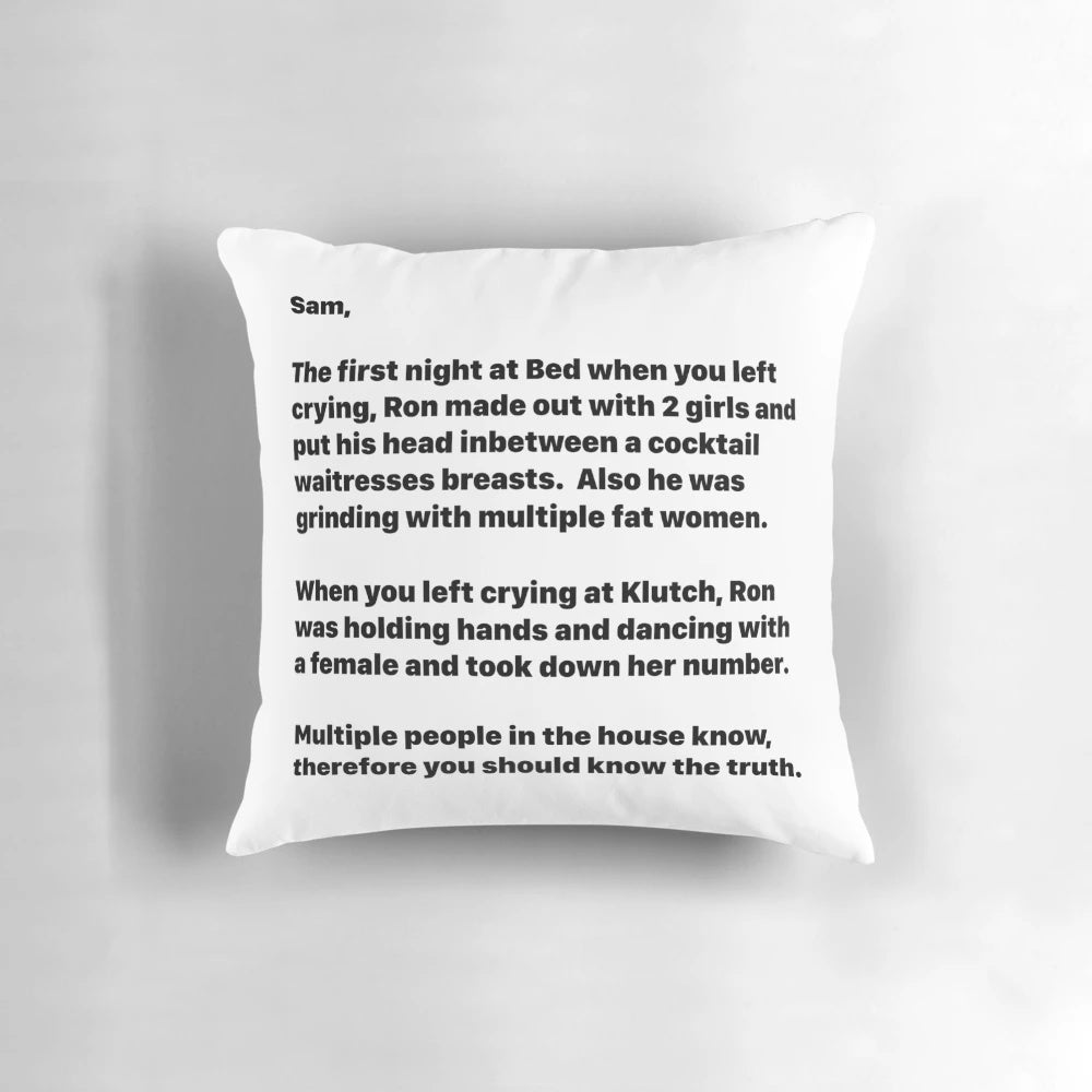 Jersey Shore Inspired Letter Pillow with Sammi Sweetheart Design