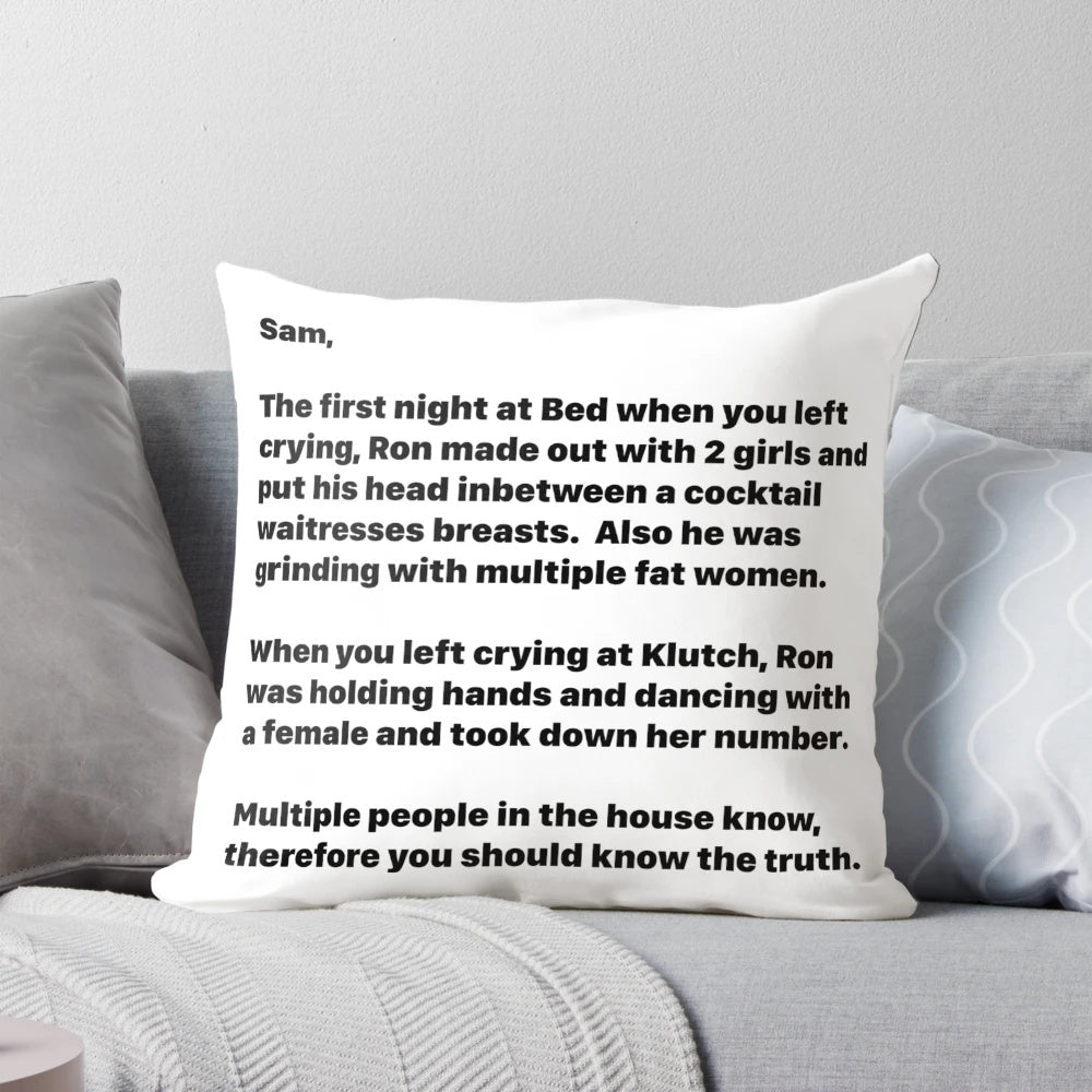 Jersey Shore Inspired Letter Pillow with Sammi Sweetheart Design