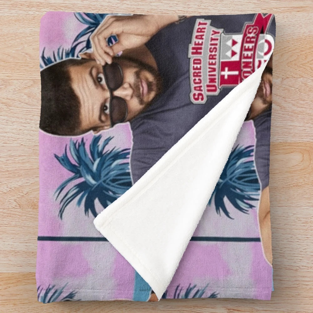 Jersey Shore Inspired Plush Blanket Featuring Vinny, Pauly D, and SHU Logo