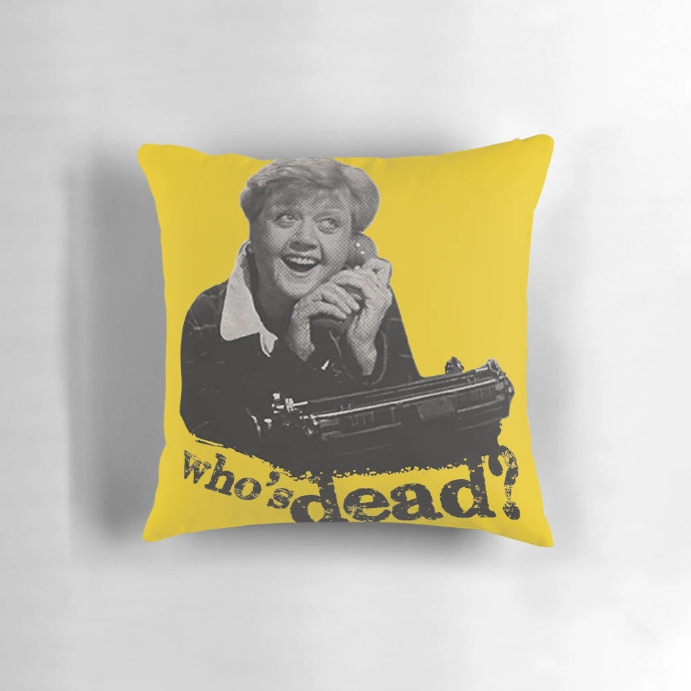 A cozy throw pillow featuring the iconic imagery of the classic TV series "Murder, She Wrote"