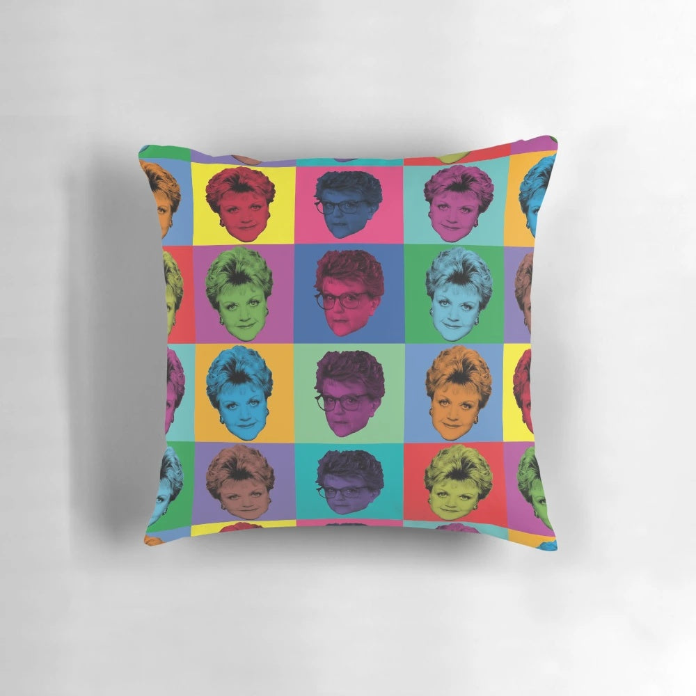 "Vibrant 'Murder, She Wrote' Jessica Fletcher Pillow for Retro Decor"