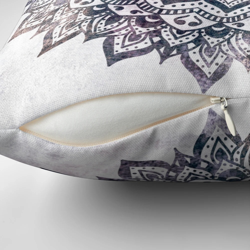 Vibrant jewel-toned mandala print on a plush, high-quality pillow.