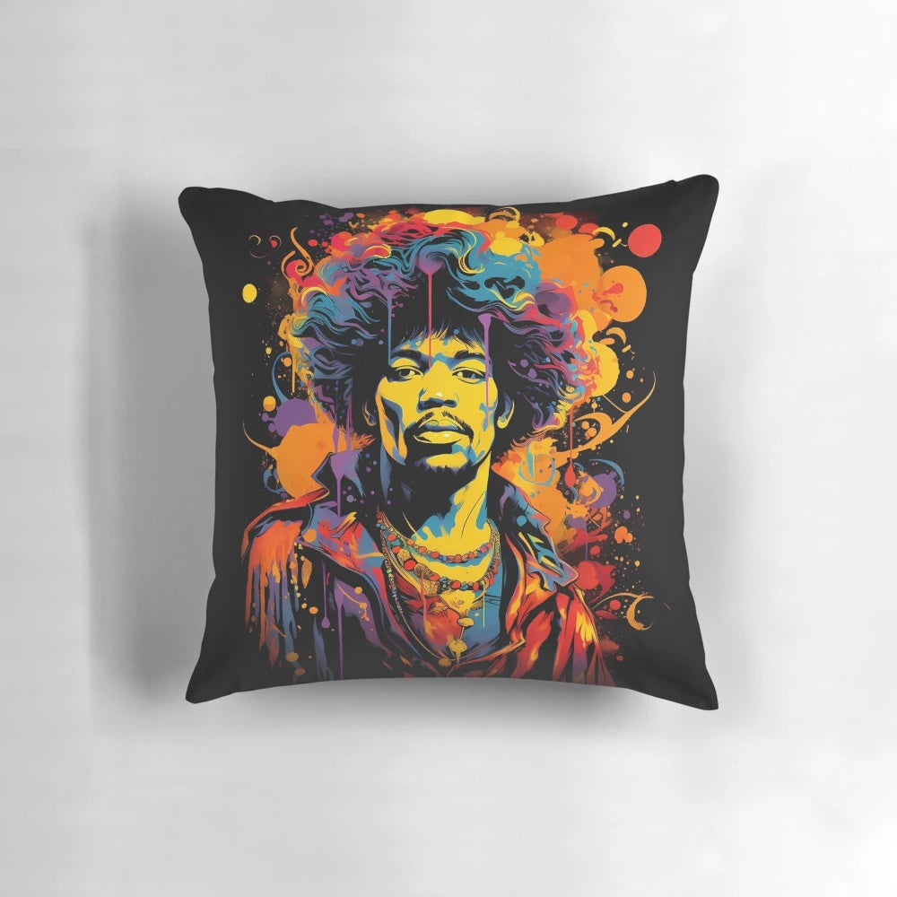 Jimi Hendrix Inspired Pillow with Iconic Guitar Silhouette