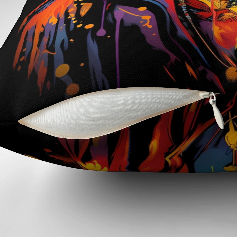 Jimi Hendrix Inspired Pillow with Iconic Guitar Silhouette