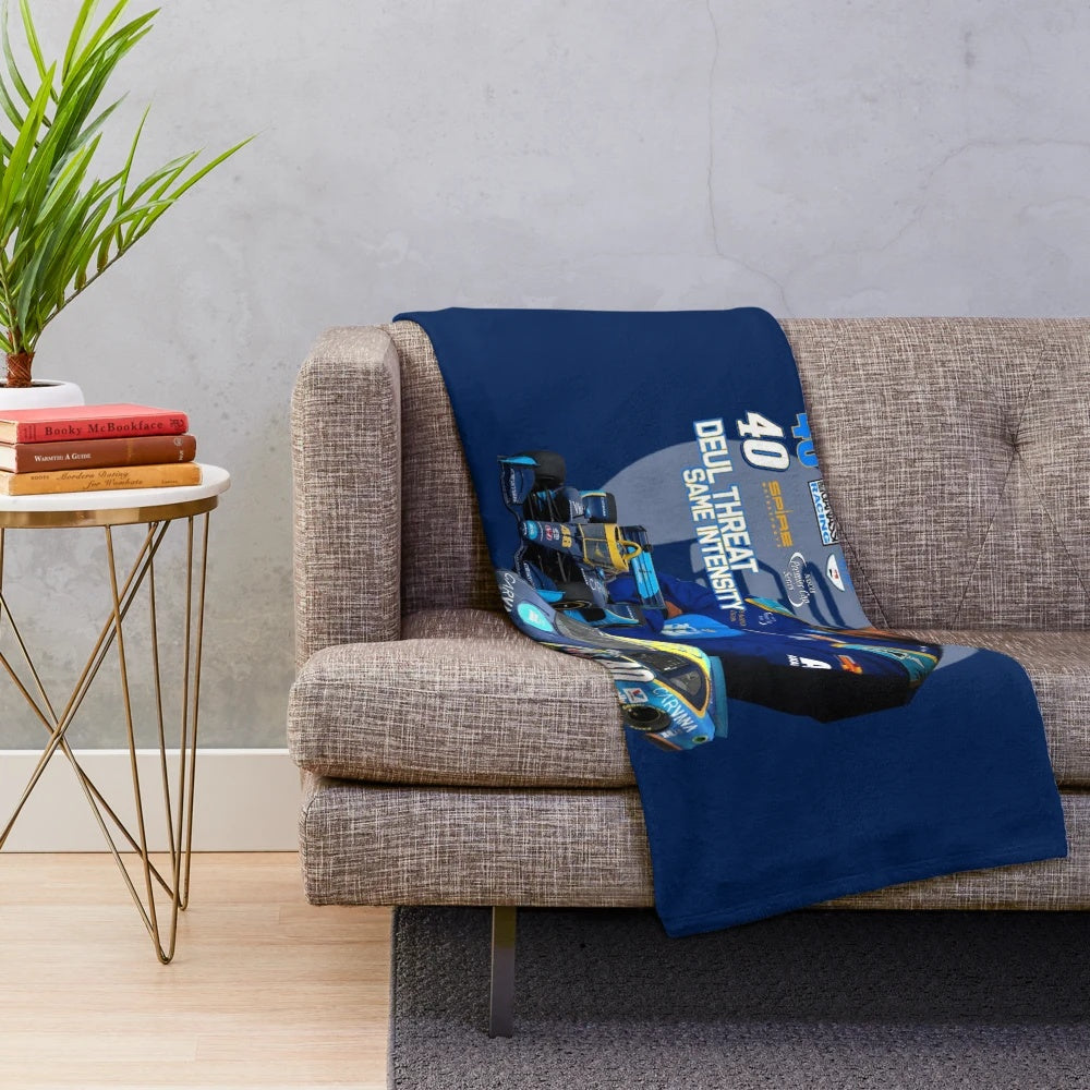 Jimmie Johnson inspired plush blanket with race car design