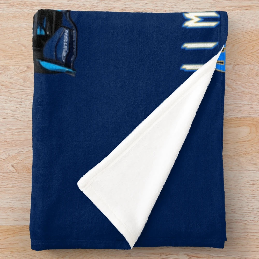 Jimmie Johnson inspired plush blanket with race car design