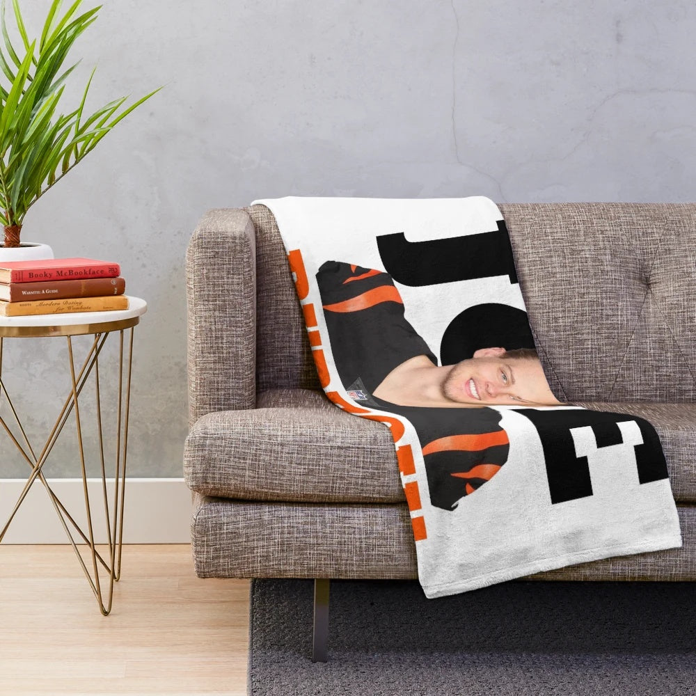 Joe Burrow inspired bengals football plush blanket