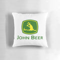 John Beer decorative pillow featuring a fun beer design