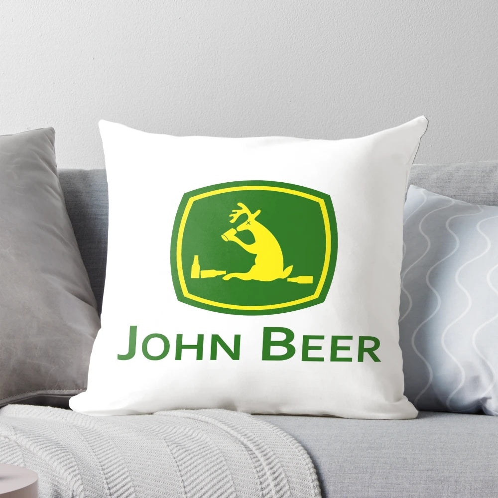 John Beer decorative pillow featuring a fun beer design
