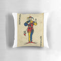 Joker playing card decorative pillow with vibrant pop art design