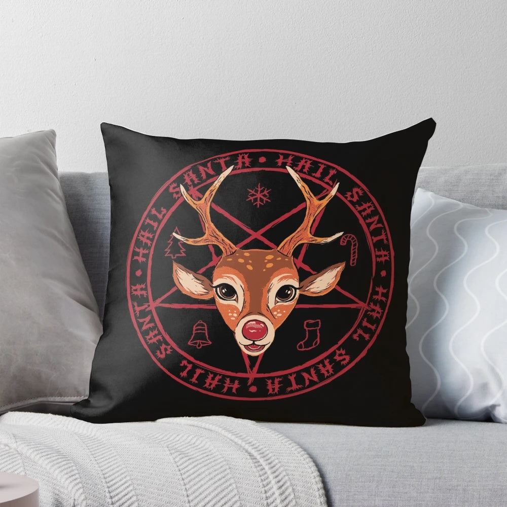 Hail Santa Claus themed Christmas pillow with a festive and humorous design