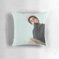 A cozy pillow featuring Joshua Bassett, the star of "High School Musical: The Musical: The Series"