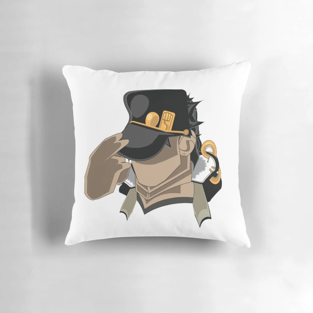 Jotaro Kujo anime-inspired pillow featuring the iconic character from JoJo's Bizarre Adventure
