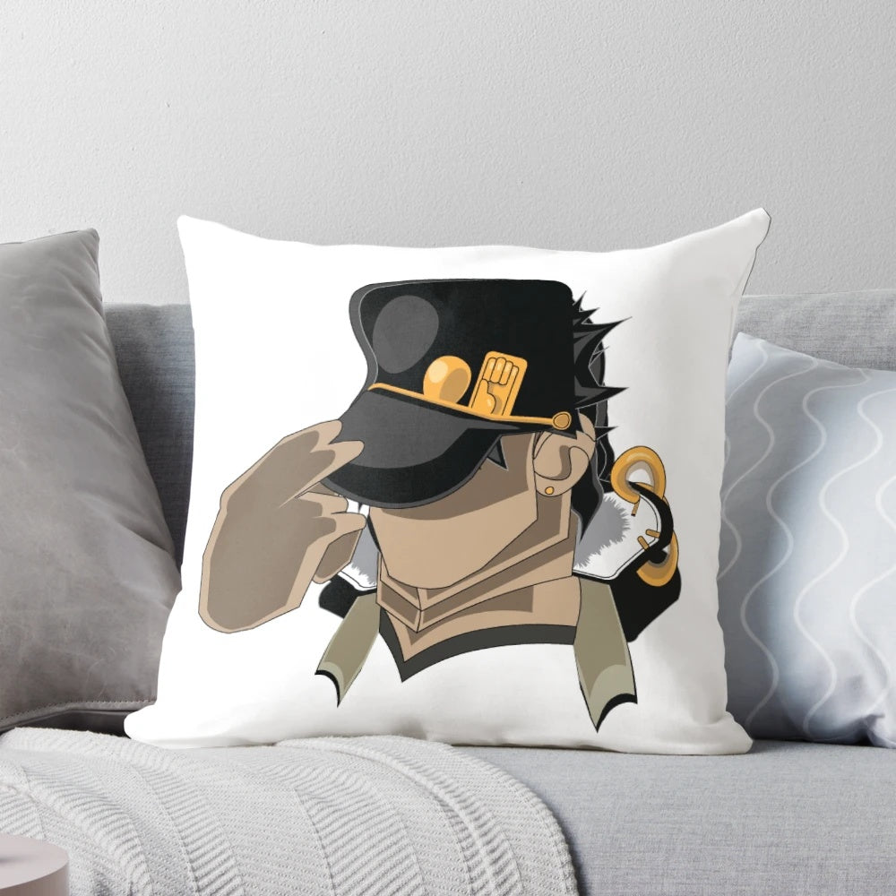Jotaro Kujo anime-inspired pillow featuring the iconic character from JoJo's Bizarre Adventure