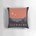 Tatooine-inspired throw pillow featuring the iconic desert landscape from the Star Wars universe