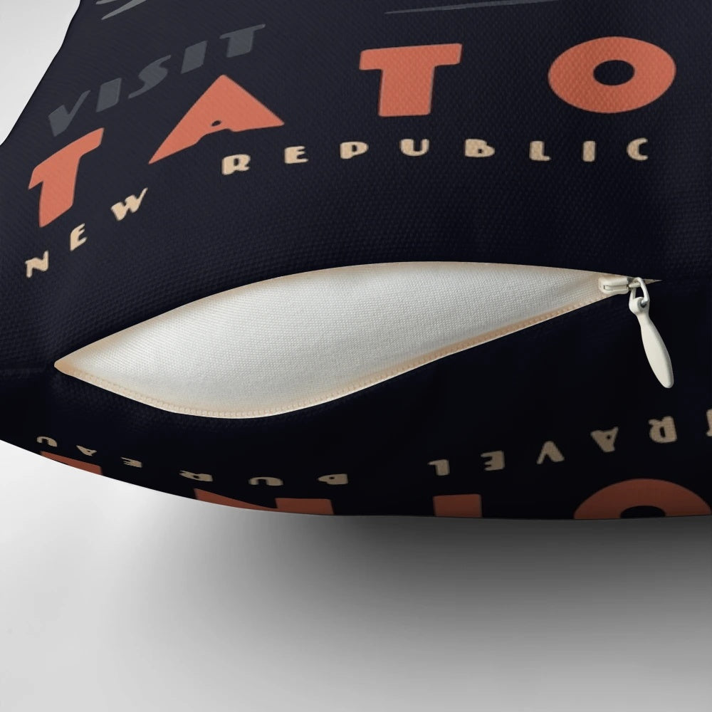 Tatooine-inspired throw pillow featuring the iconic desert landscape from the Star Wars universe