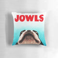 Jowls Boston Terrier Pillow - Humorous movie parody design featuring a Boston Terrier with exaggerated jowls