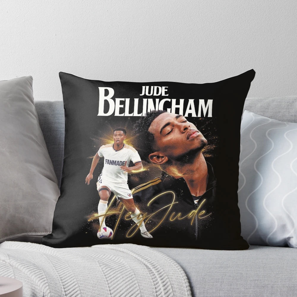 Jude Bellingham themed football pillow with Real Madrid colors and logo