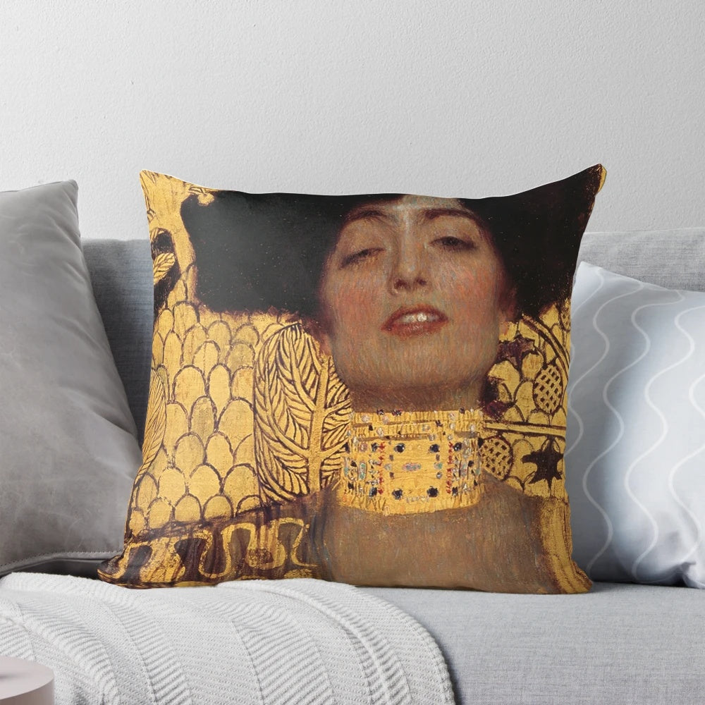 Judith I painting by the renowned Austrian artist Gustav Klimt, showcasing his signature gold period and symbolism style.