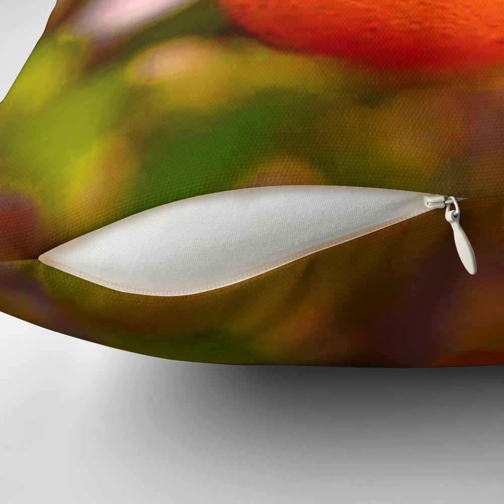 Cozy orange throw pillow featuring juicy, ripe oranges