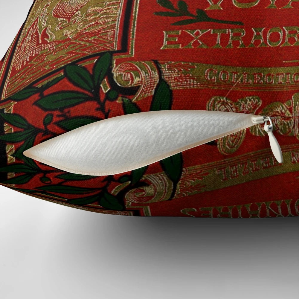Jules Verne's "Around the World in Eighty Days" themed pillow with a vintage science fiction book cover design