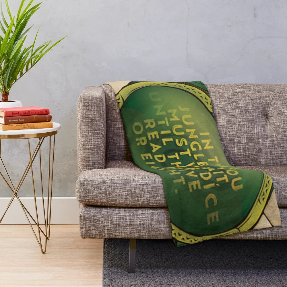 Jumanji-themed plush blanket with jungle and adventure design