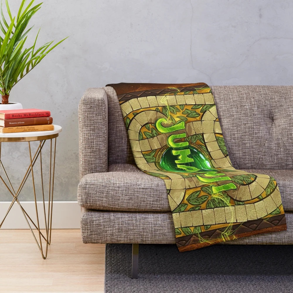 Jumanji-Inspired Plush Blanket featuring jungle animals and movie references