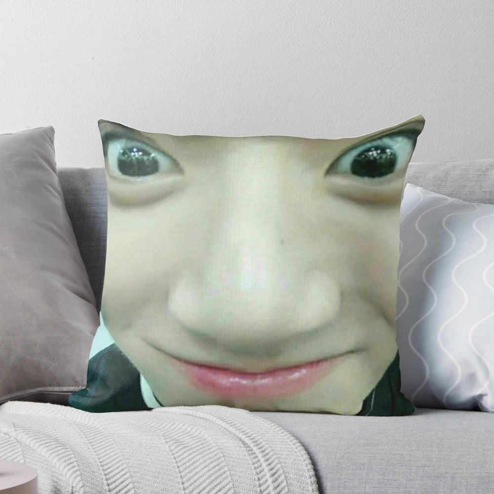Pillow featuring a Jungkook-inspired meme face from the K-pop group BTS