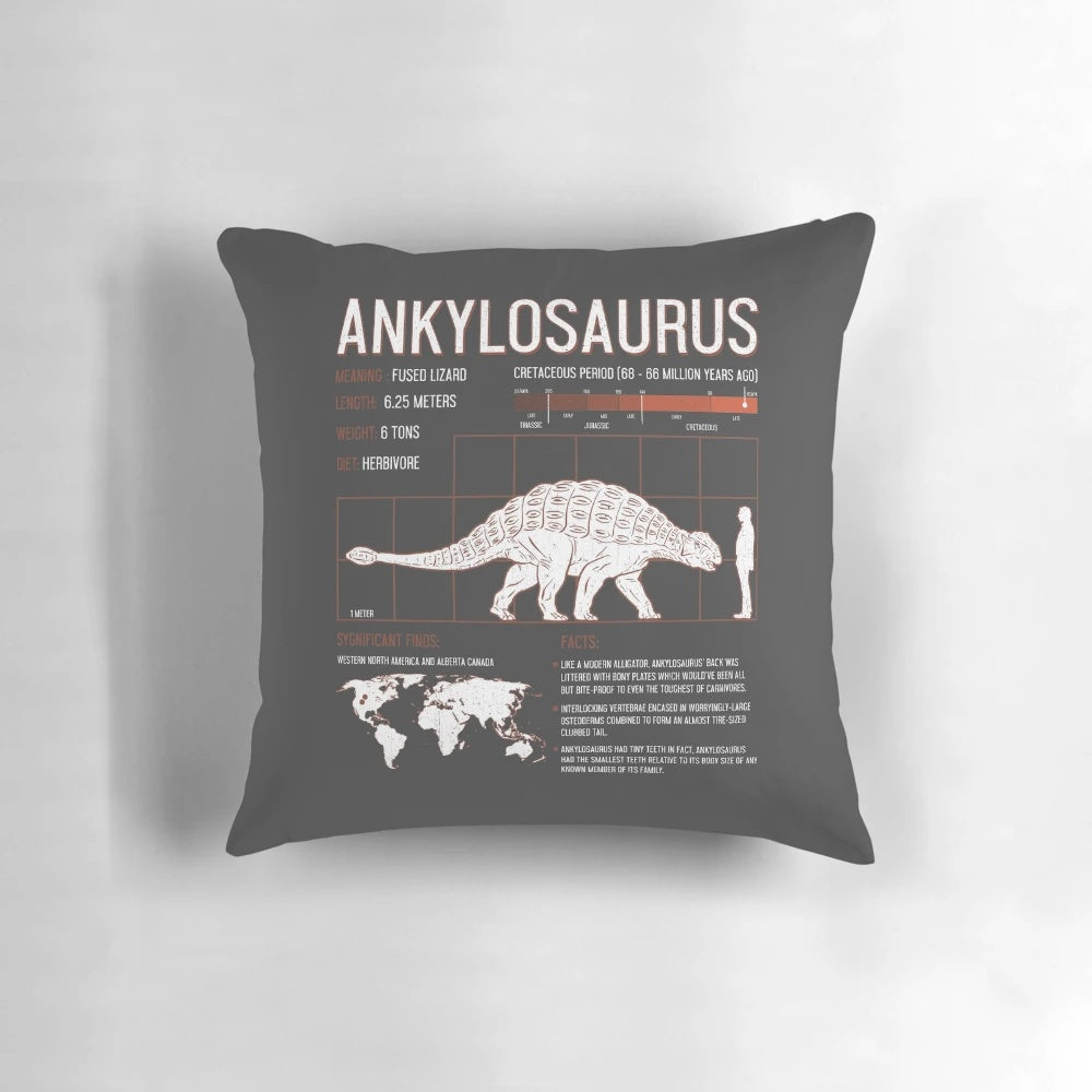 Ankylosaurus dinosaur pillow with educational facts for kids and adults