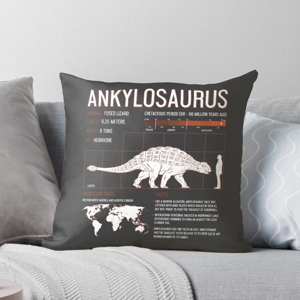 Ankylosaurus dinosaur pillow with educational facts for kids and adults