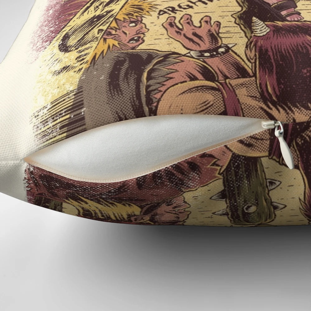 Jurassic Jesus pillow featuring a humorous dinosaur interpretation of Jesus Christ