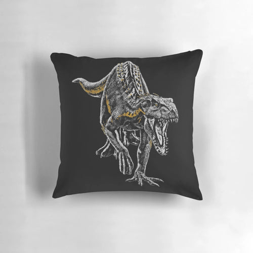 Detailed graphic design pillow featuring the Indoraptor dinosaur from Jurassic World, perfect for Jurassic Park fans.
