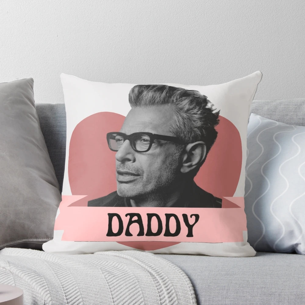 Jeff Goldblum as Ian Malcolm from Jurassic Park on a heart-shaped pillow
