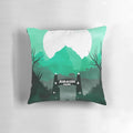 Plush throw pillow featuring iconic Jurassic Park dinosaurs and characters