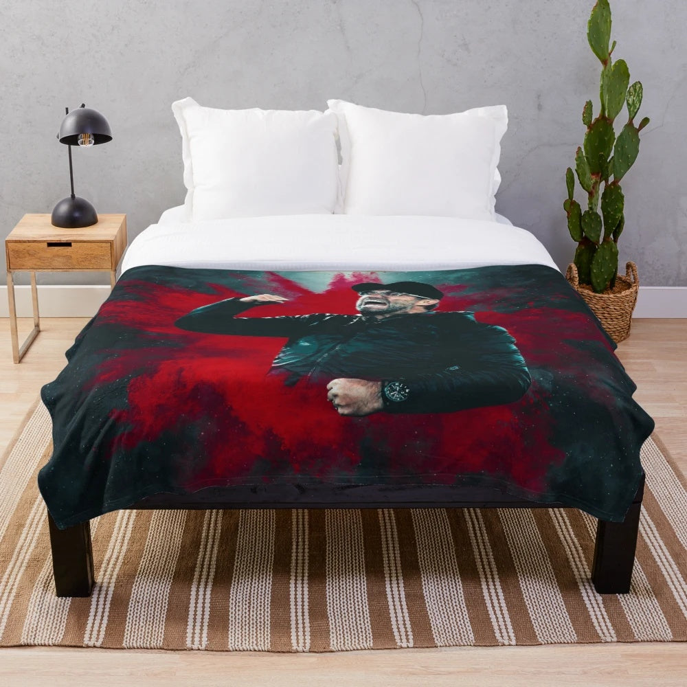 Plush blanket featuring Jurgen Klopp, the Liverpool FC manager