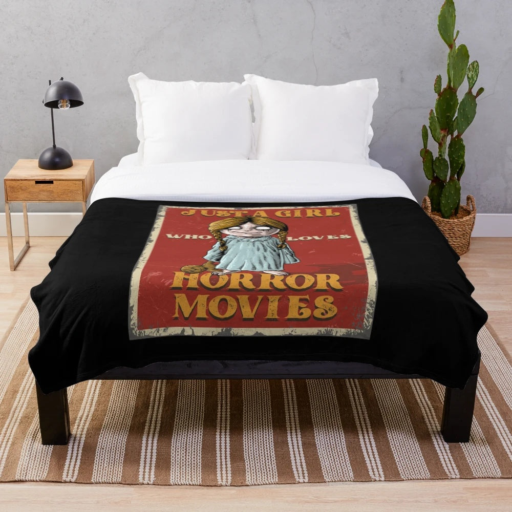 Cozy plush blanket for horror movie fans