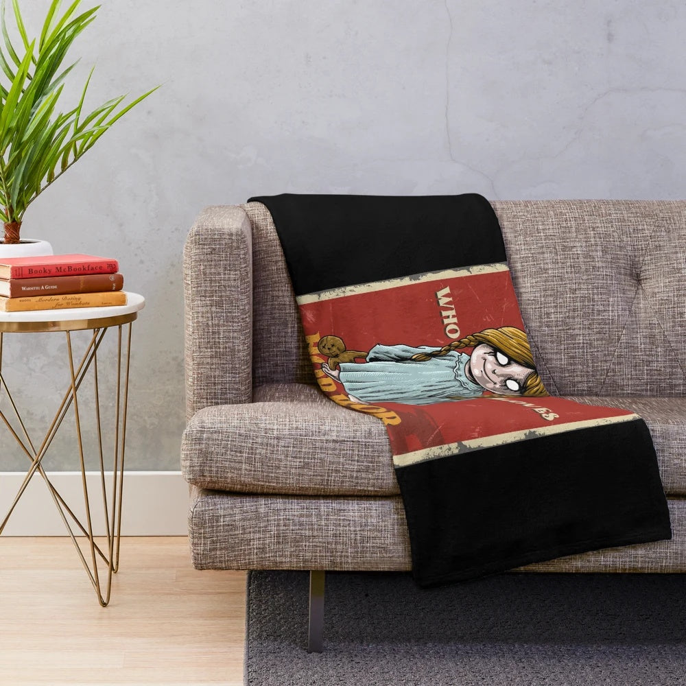 Cozy plush blanket for horror movie fans