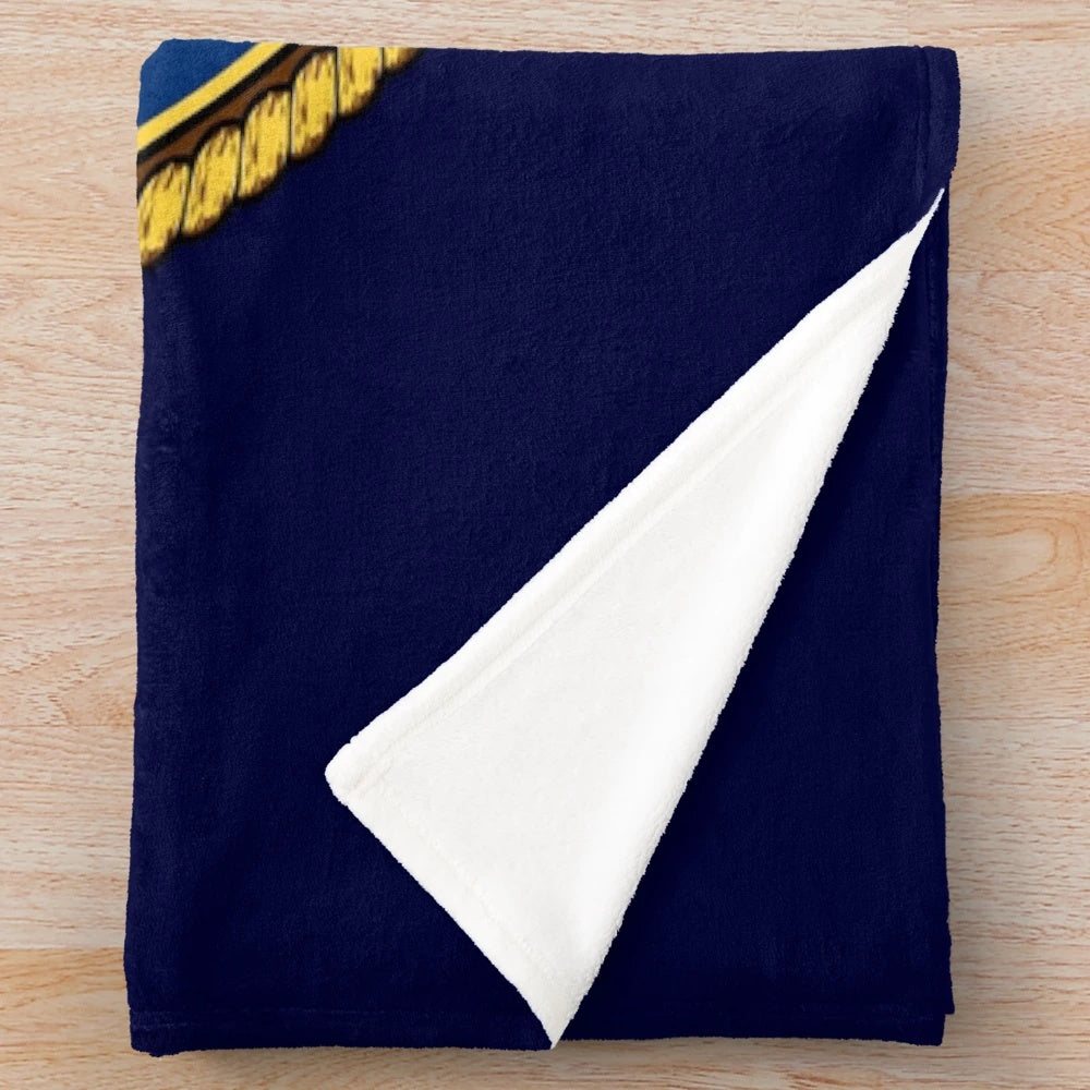 Plush blanket featuring the DOJ seal design, inspired by federal law enforcement
