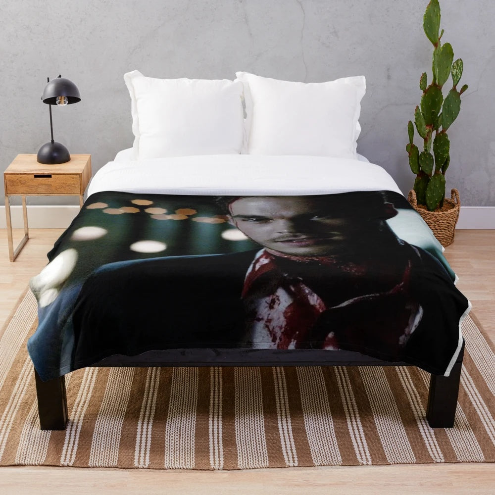 Kai Parker inspired plush blanket with The Vampire Diaries characters