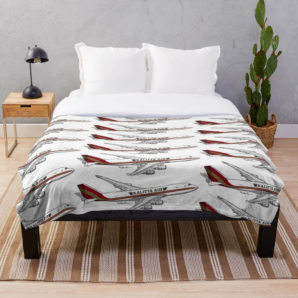 Kalitta Air Boeing 747 plush blanket with aircraft design