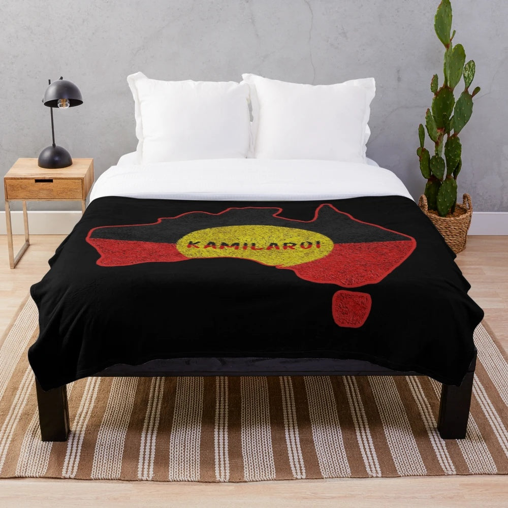 Kamilaroi Aboriginal Map Plush Blanket featuring indigenous Australian art