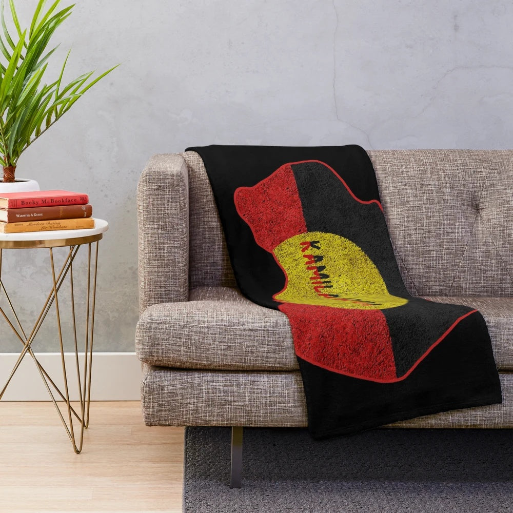 Kamilaroi Aboriginal Map Plush Blanket featuring indigenous Australian art